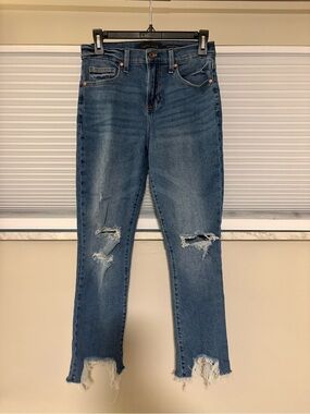 Kendall & Kylie Distressed Ankle Crop Jeans in Medium Blue Size 3/26